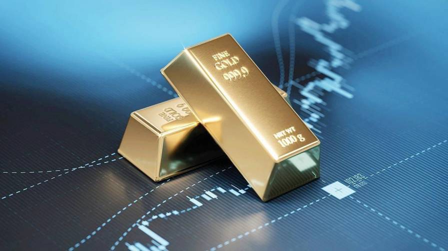 Digital Gold investment, safe and profitable ways, gold coins and mobile app illustration